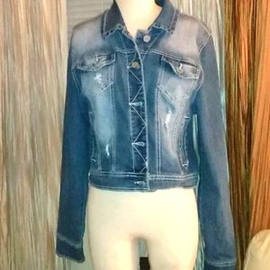 Distressed denim jacket